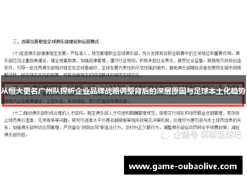 从恒大更名广州队探析企业品牌战略调整背后的深层原因与足球本土化趋势
