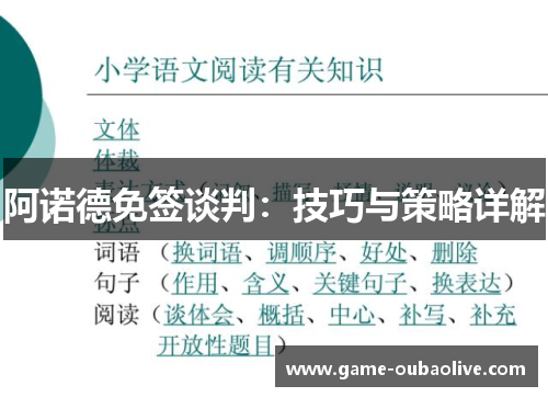 阿诺德免签谈判：技巧与策略详解